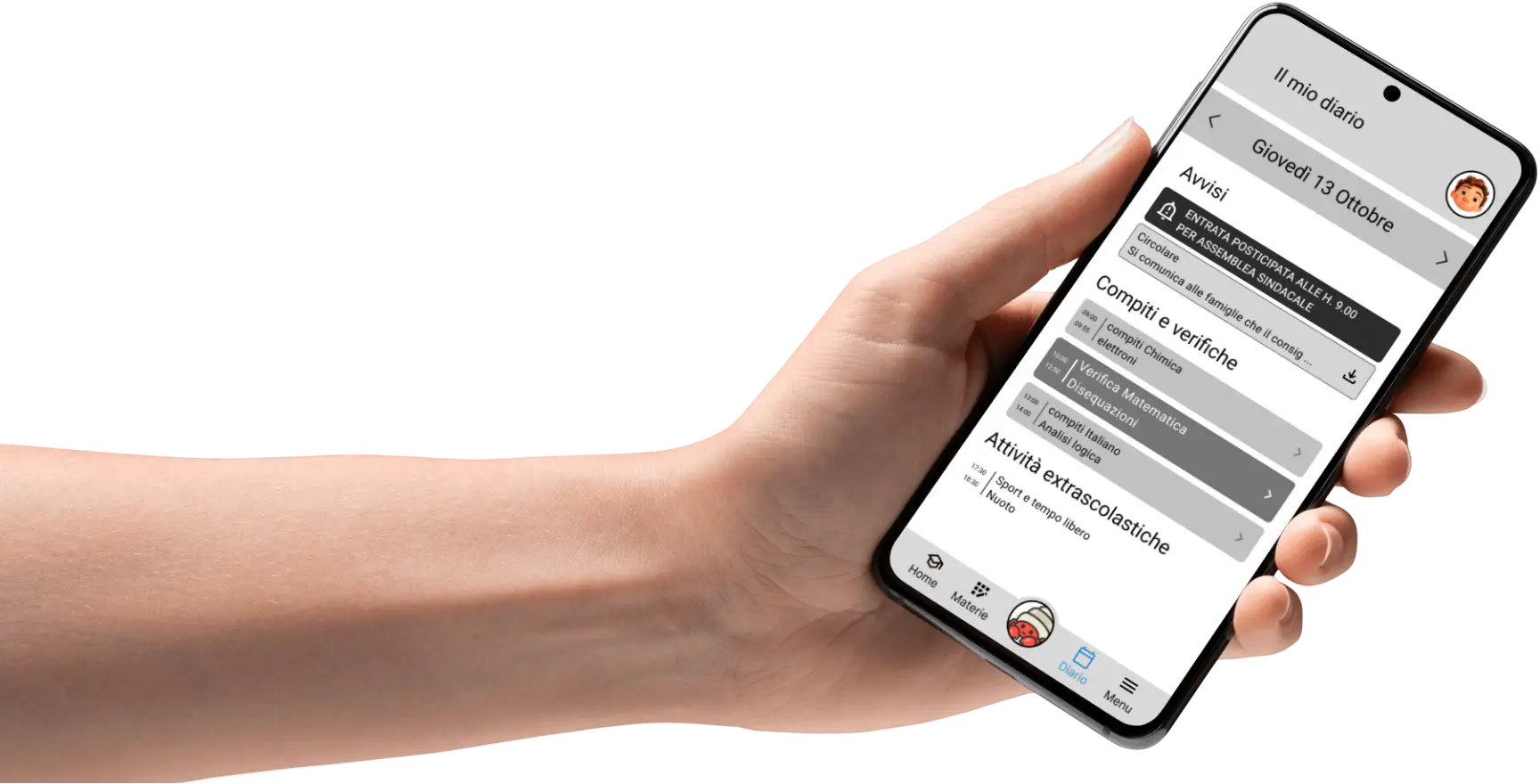 Mano che mostra prototipo mobile AI Assistant in fase di processo progettuale